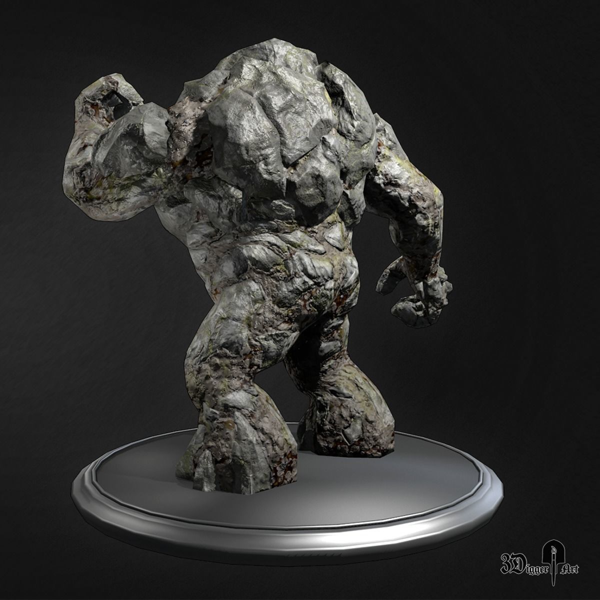 Stone Golem Low-poly 3D model_3