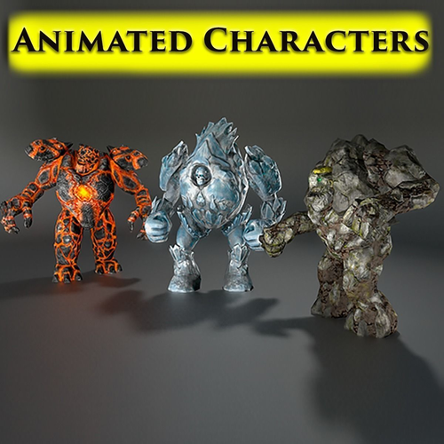 Golems pack Low-poly 3D model