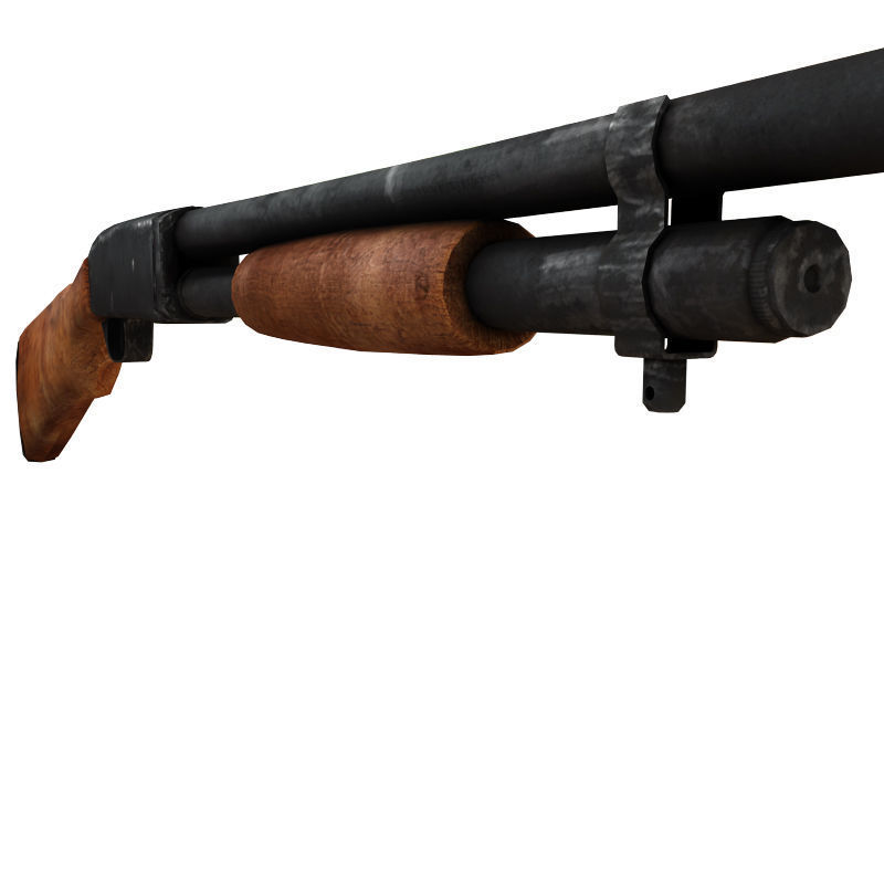 Shotgun Low-poly 3D model_2