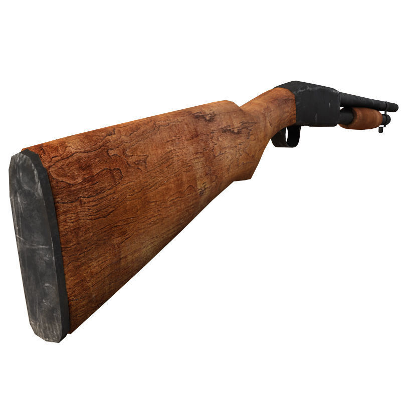 Shotgun Low-poly 3D model_1