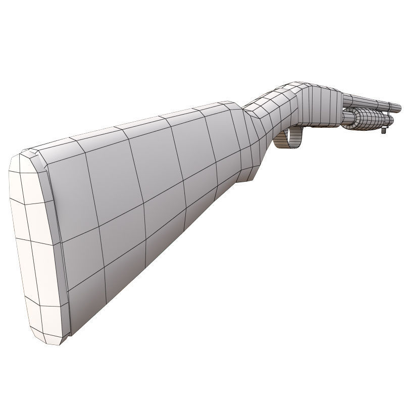 Shotgun Low-poly 3D model_4