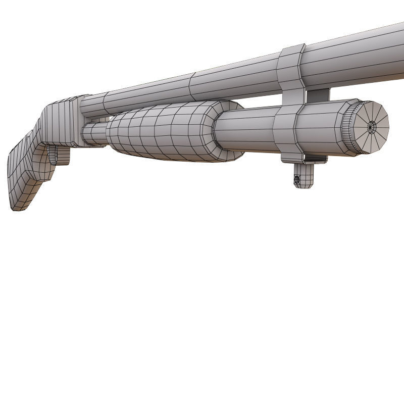 Shotgun Low-poly 3D model_5