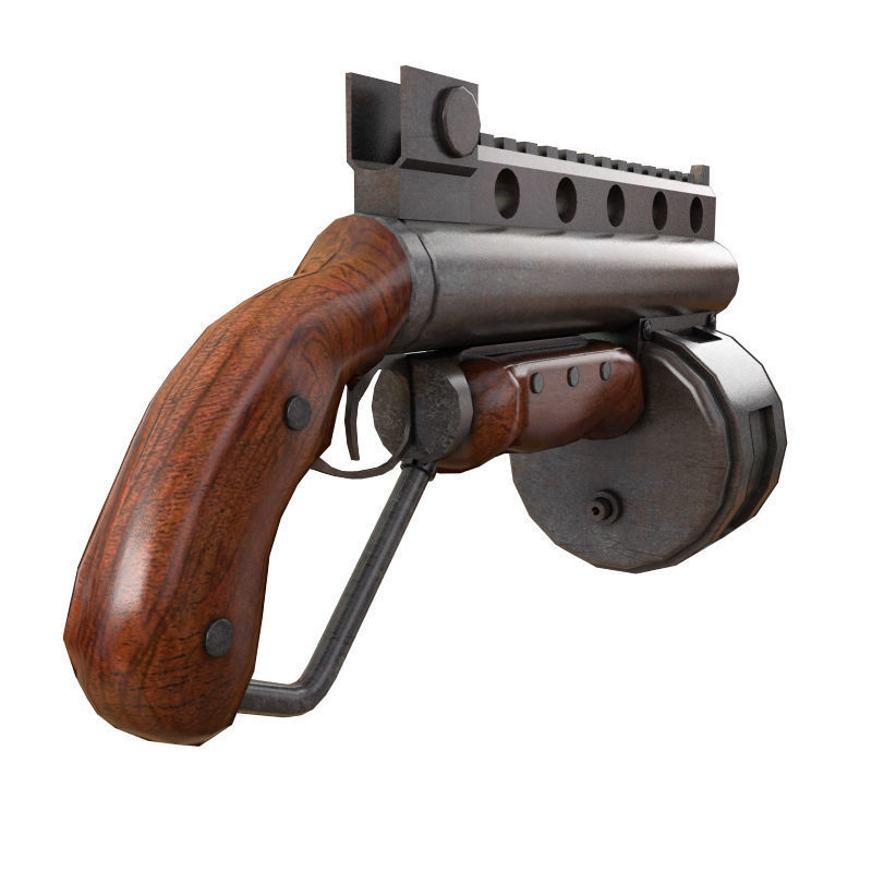 Steampunk Shotgun Low-poly 3D model_2