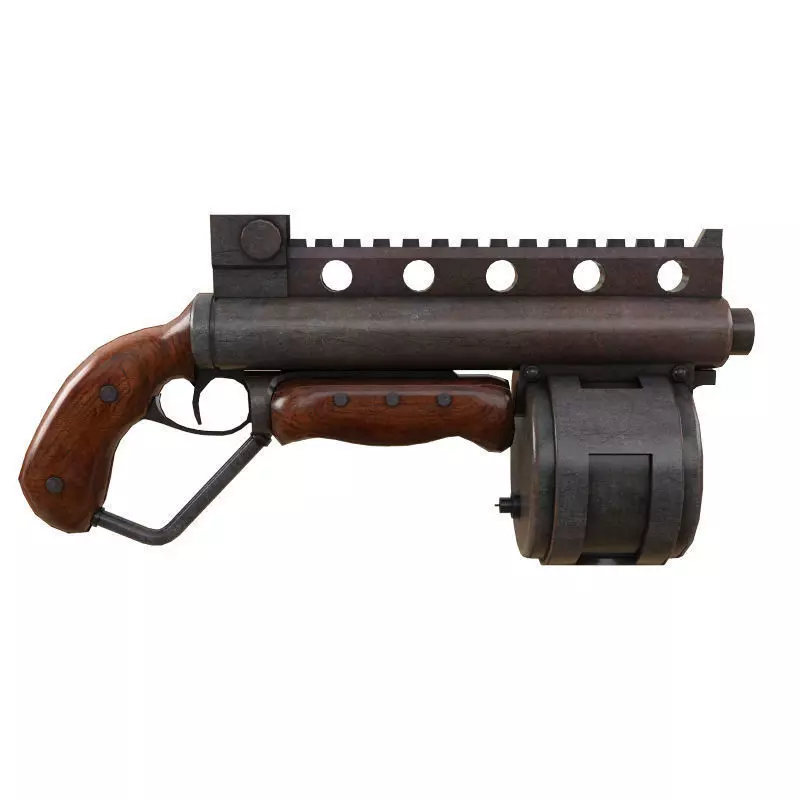 Steampunk Shotgun Low-poly 3D model_0