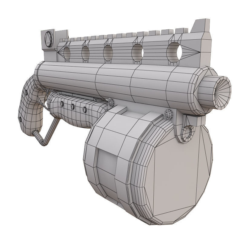Steampunk Shotgun Low-poly 3D model_5