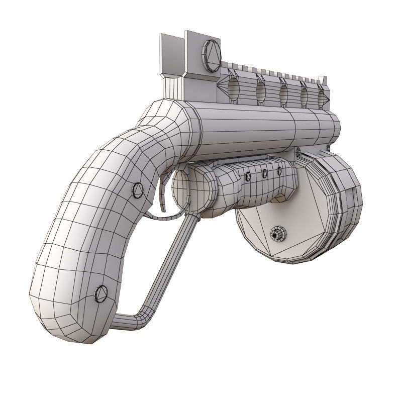 Steampunk Shotgun Low-poly 3D model_4