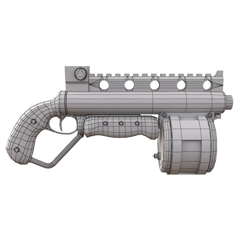 Steampunk Shotgun Low-poly 3D model_3