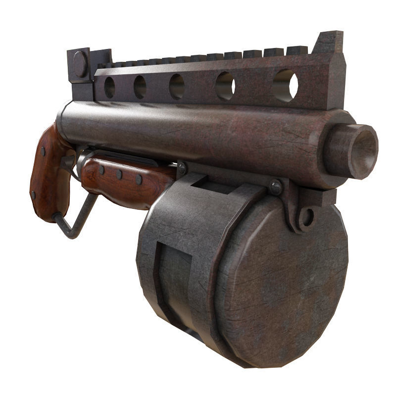Steampunk Shotgun Low-poly 3D model_1