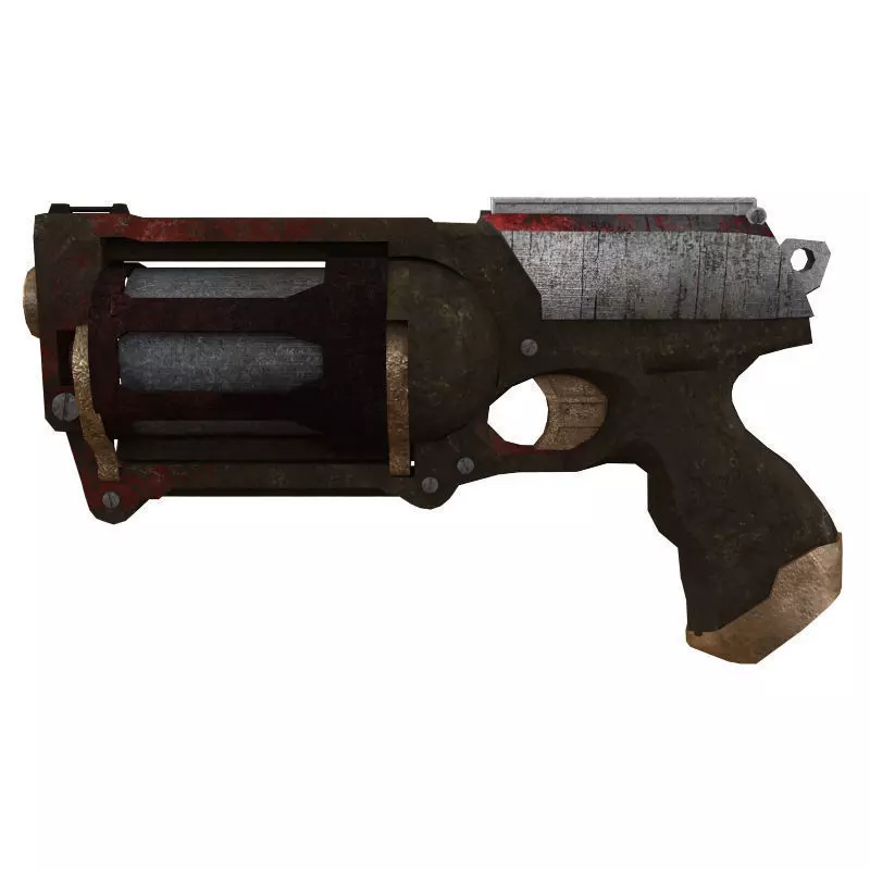 Steampunk Shotgun 2 Low-poly 3D model_0