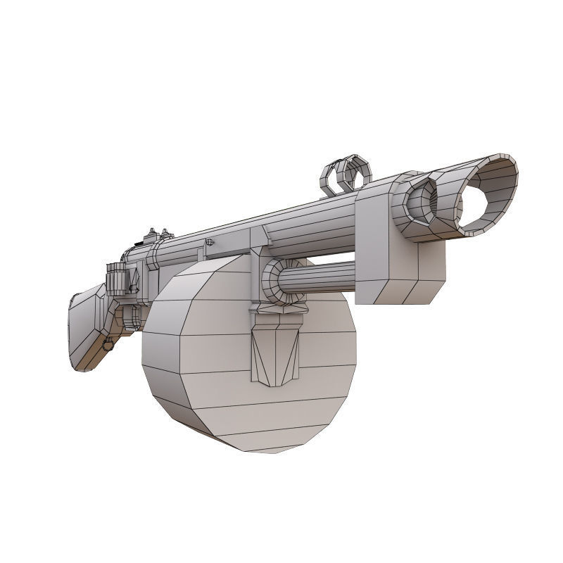 Shotgun 2 assault rifle with wooden handle Low-poly 3D model_5