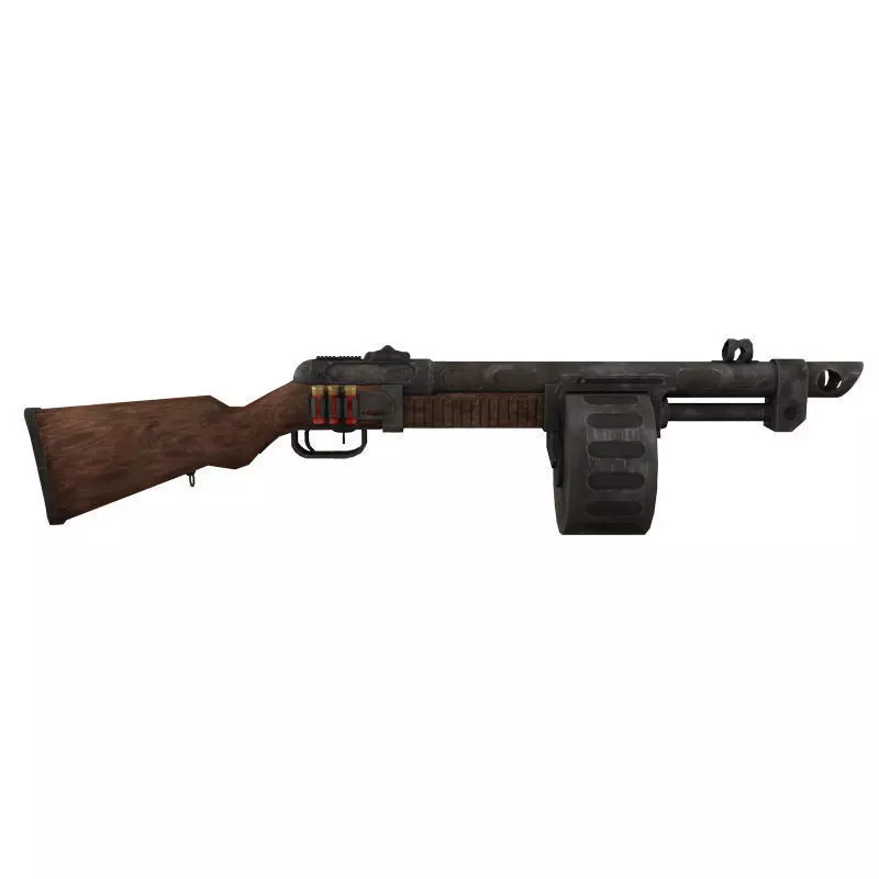 Shotgun 2 assault rifle with wooden handle Low-poly 3D model_0