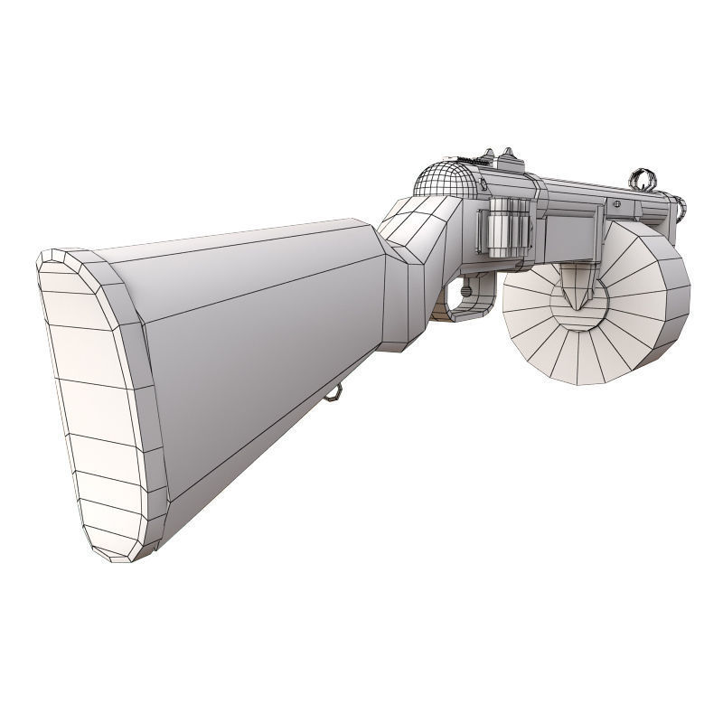 Shotgun 2 assault rifle with wooden handle Low-poly 3D model_4