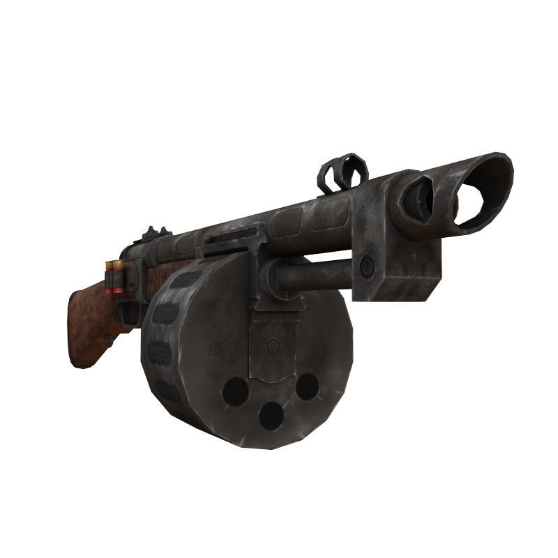 Shotgun 2 assault rifle with wooden handle Low-poly 3D model_2