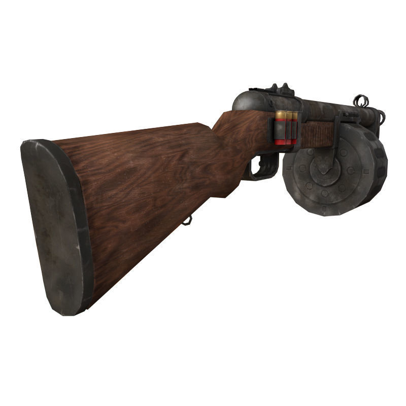 Shotgun 2 assault rifle with wooden handle Low-poly 3D model_1