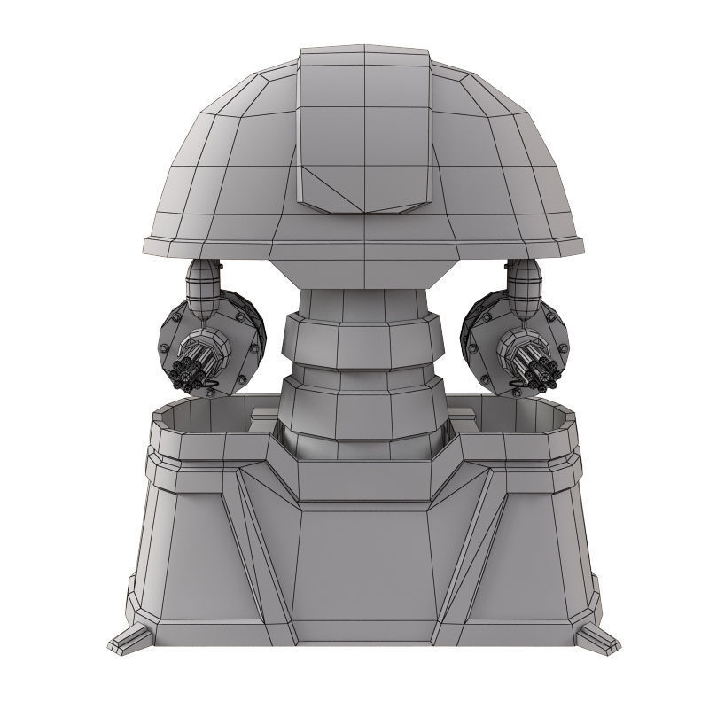 Turret star wars robot with two guns Low-poly 3D model_4
