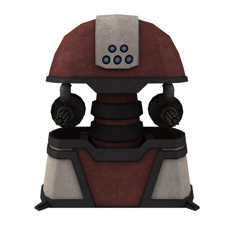 Turret star wars robot with two guns Low-poly 3D model_1