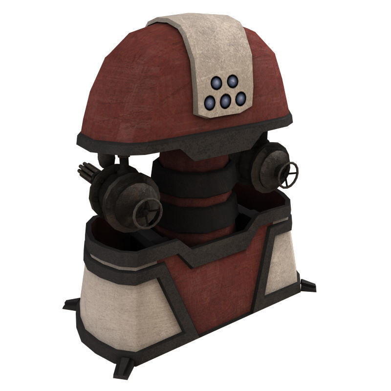 Turret star wars robot with two guns Low-poly 3D model_2