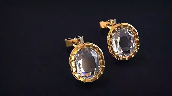 Earring stl  diamond circle gold rose 