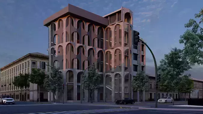 Classic stone facade-Building Classic Facade Element 3D model 5