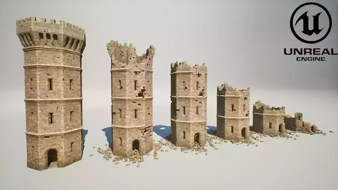 Modular Tower Gameready Low-poly 3D model