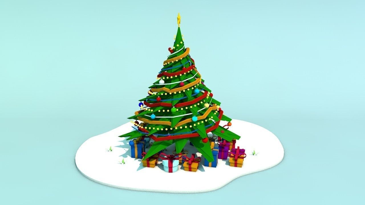 Low Poly Christmas Tree Low-poly 3D model_1