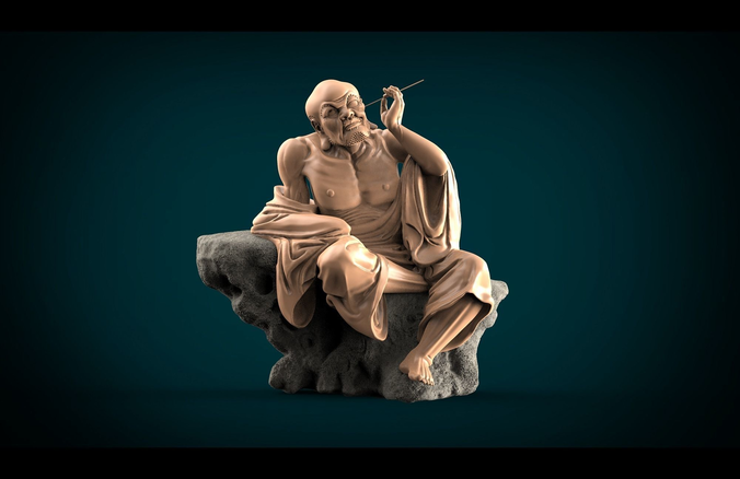 Buddhist statue of man smoking cigarette