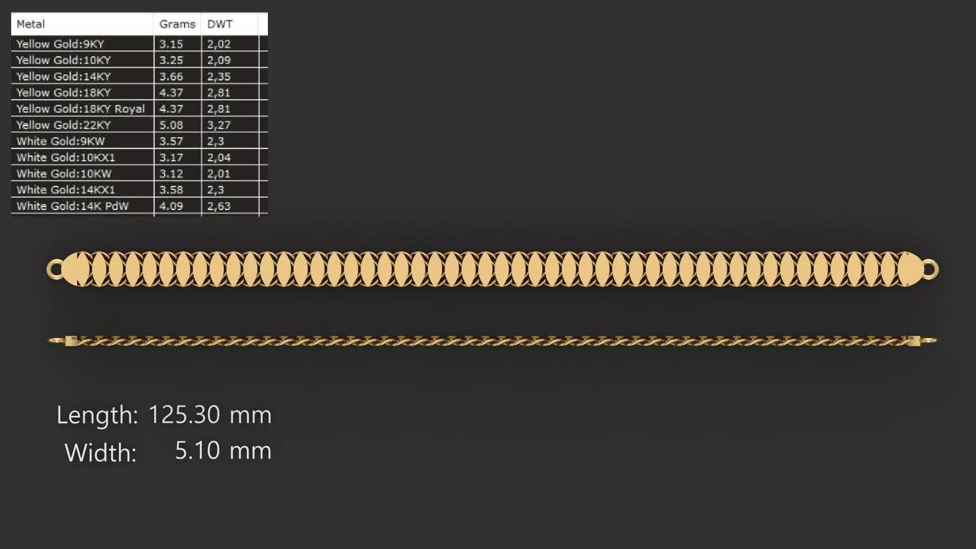 gold bracelet ready tom cast light weight Free 3D print model
