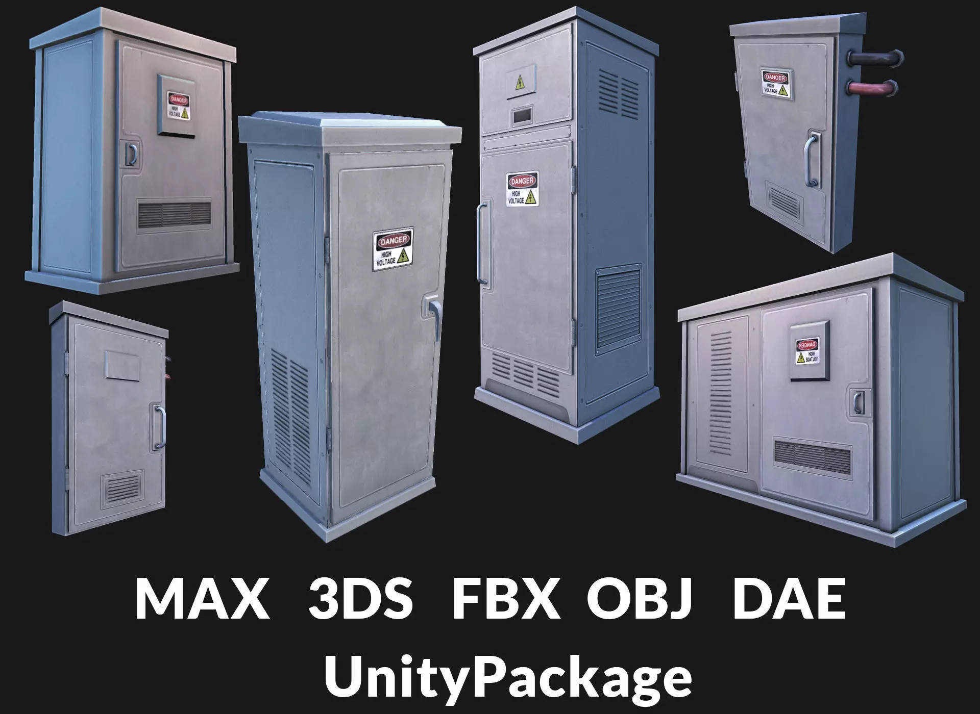 Utility Boxes Pack Low-poly 3D model_0