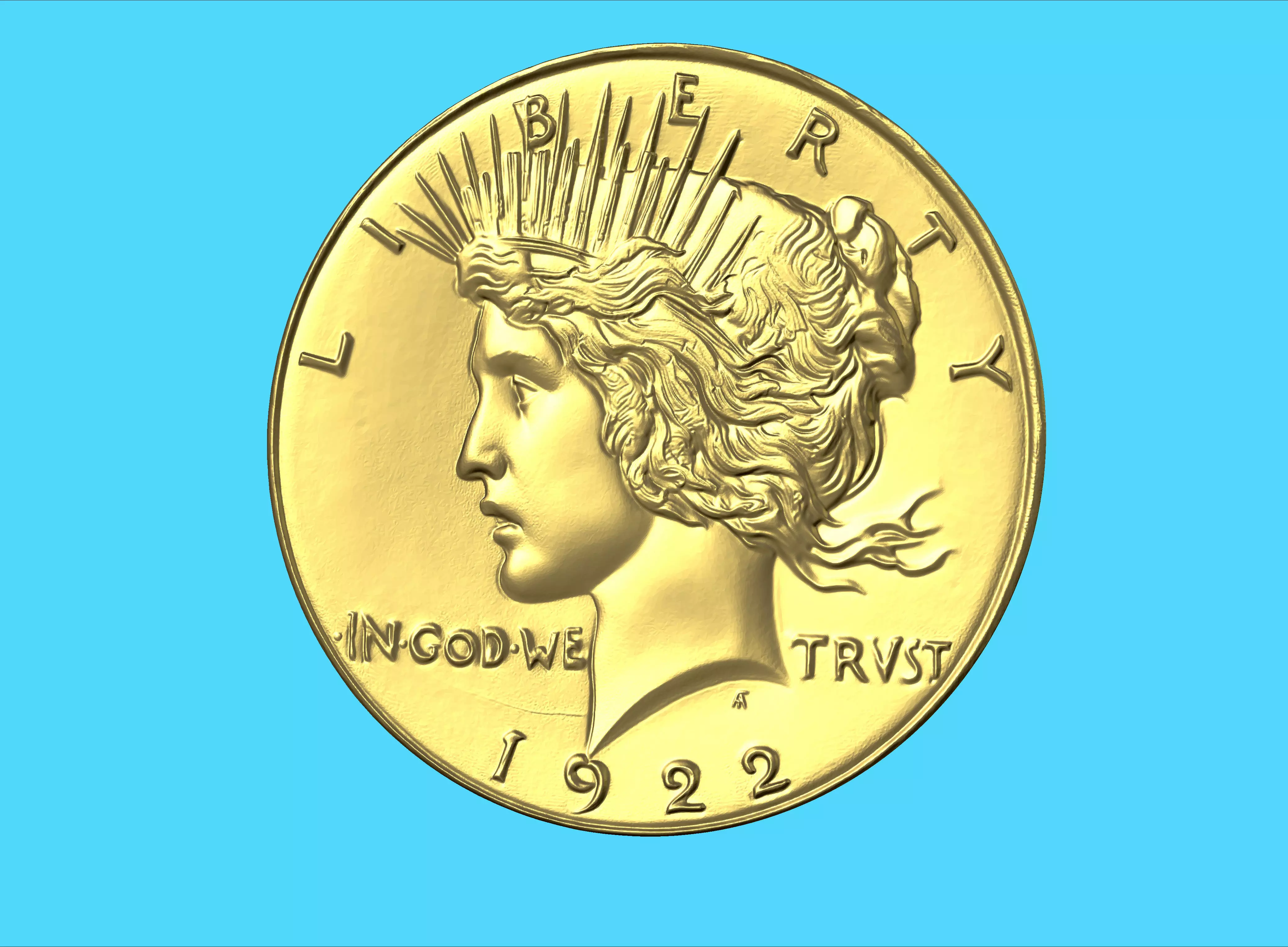 Liberty 1922 coin two face 3D print model