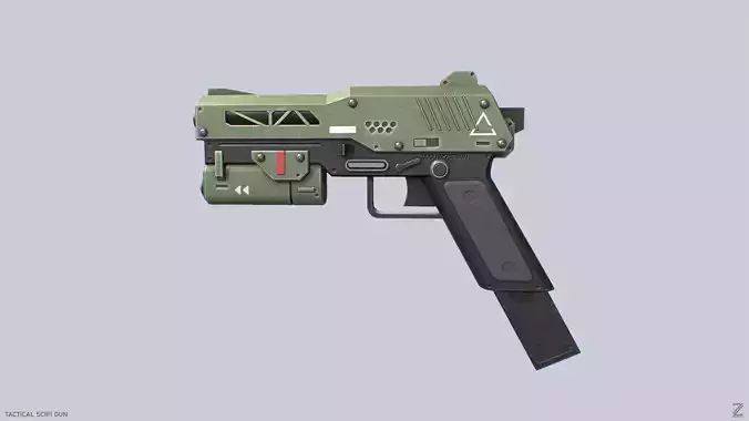 Tactical scifi gun Low-poly 3D model