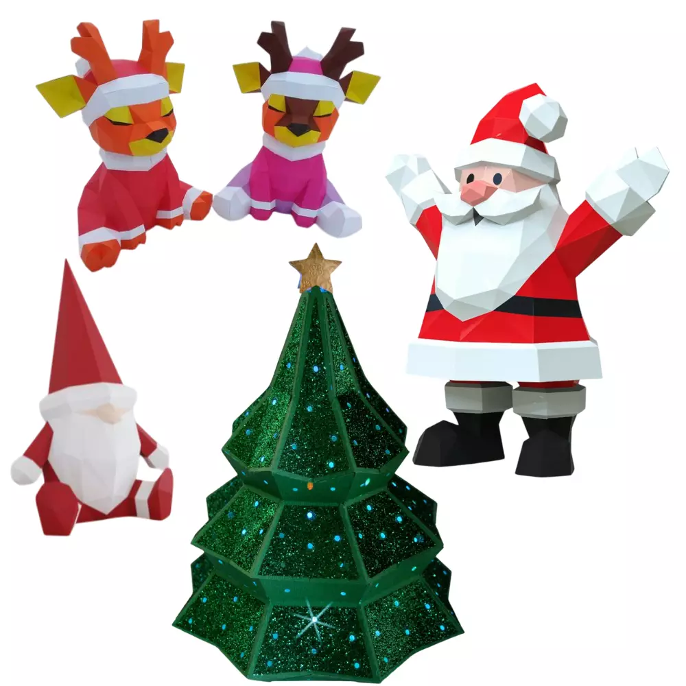Pack navidad estilo papercraft 3D print model