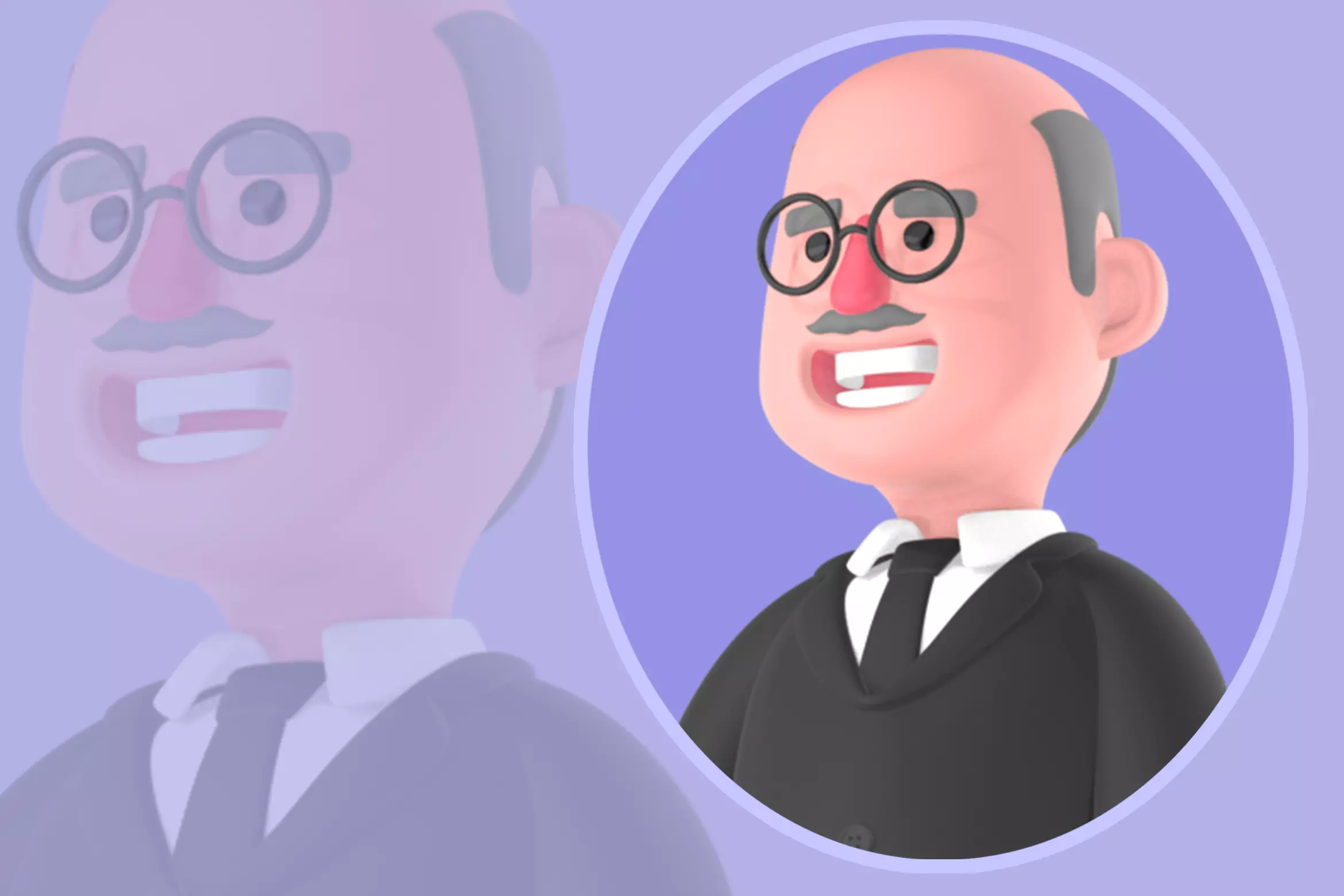 Stylized 3D Male Judge Character - Judge with Two Briefcases 3D model