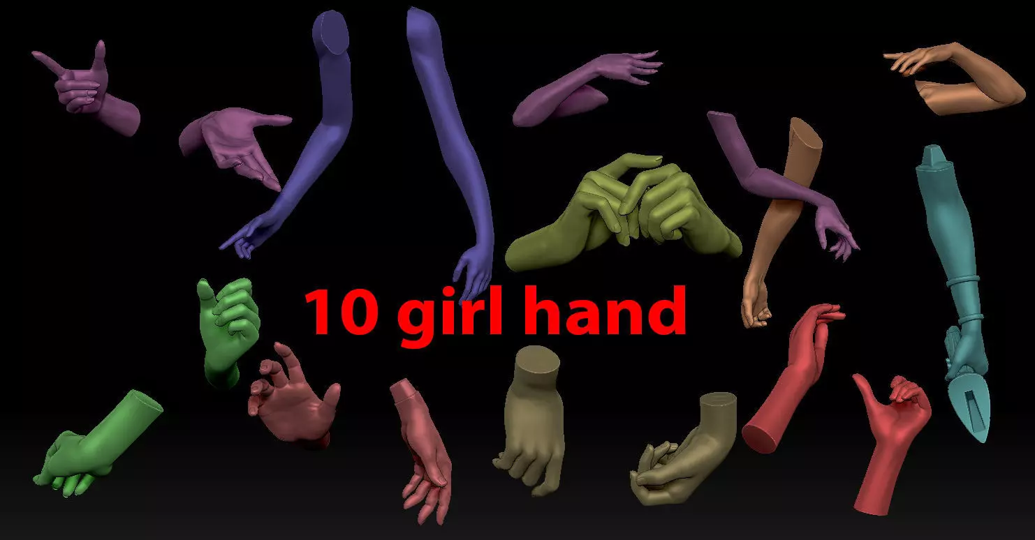 10 girl hand 3D print model