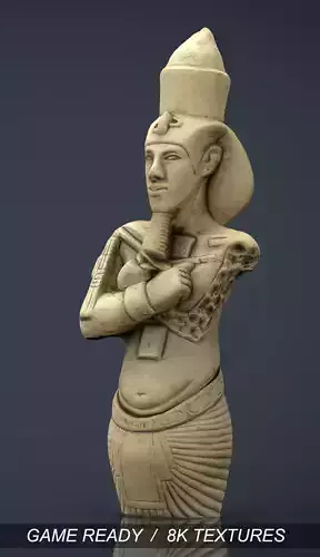 Akhenaten egyptian statue of person Low-poly 3D model