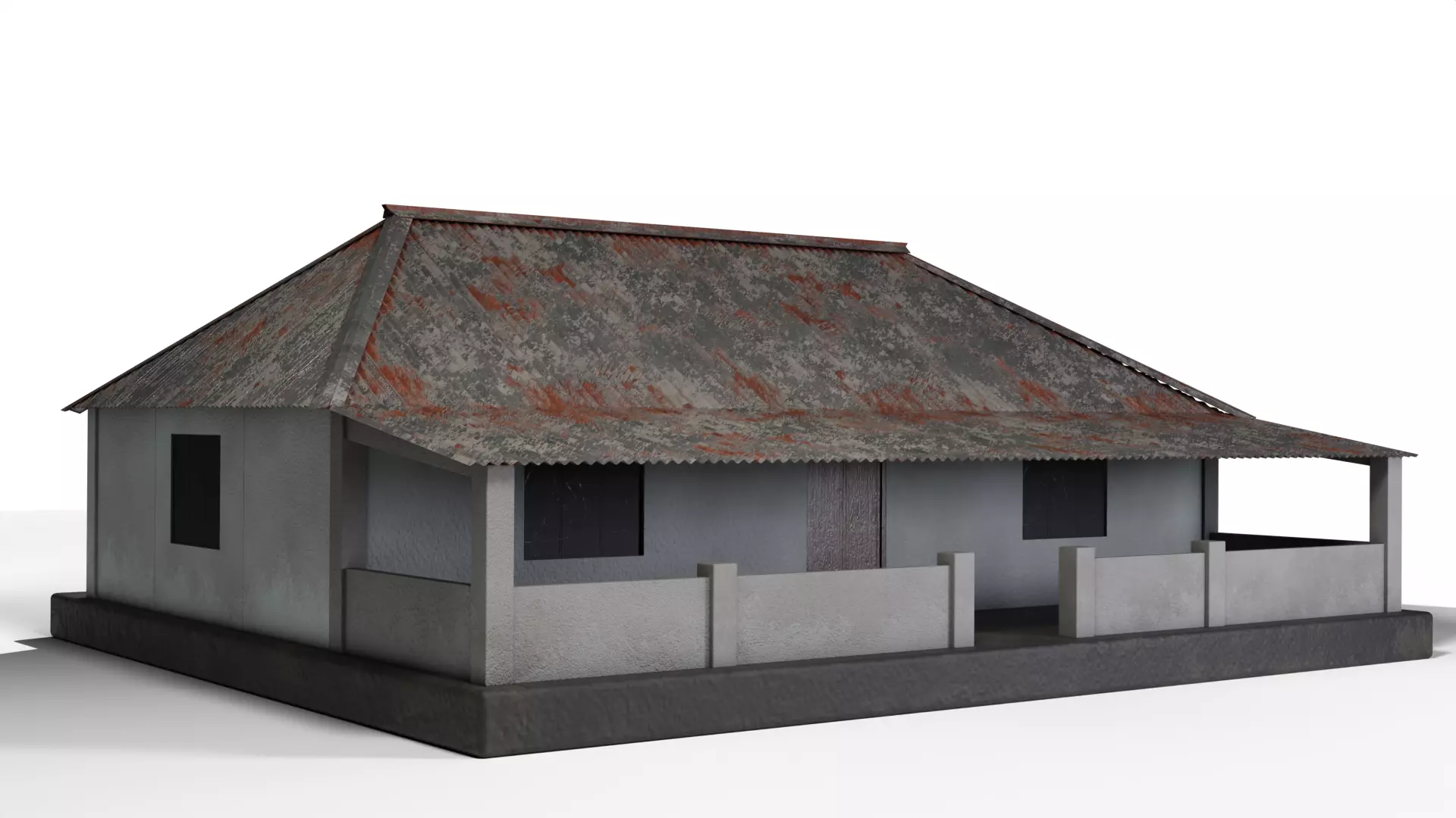 Traditional rural village mosque Low-poly 3D model