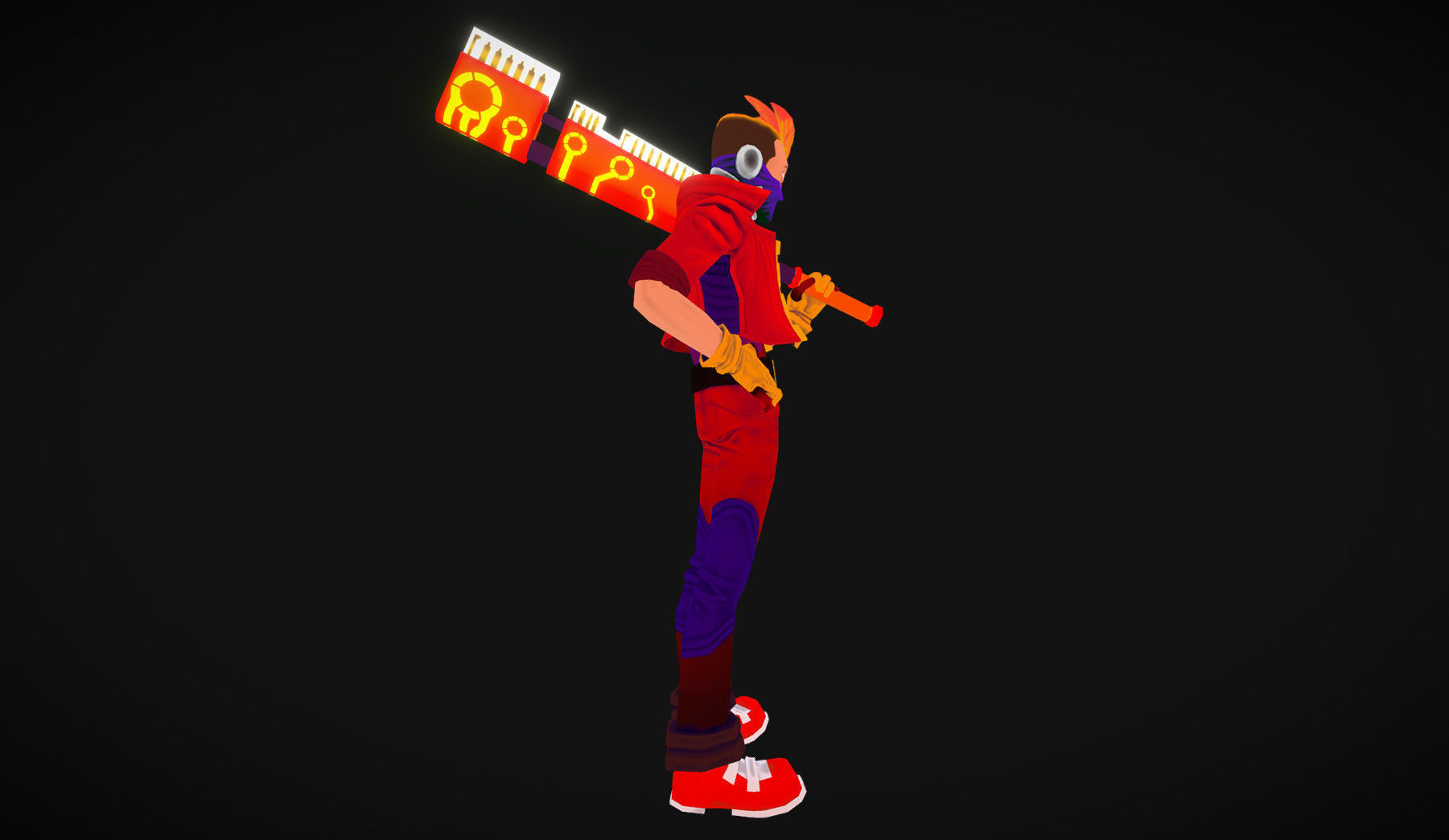 Cyber-Punk-Kid character from video game person Low-poly 3D model_1