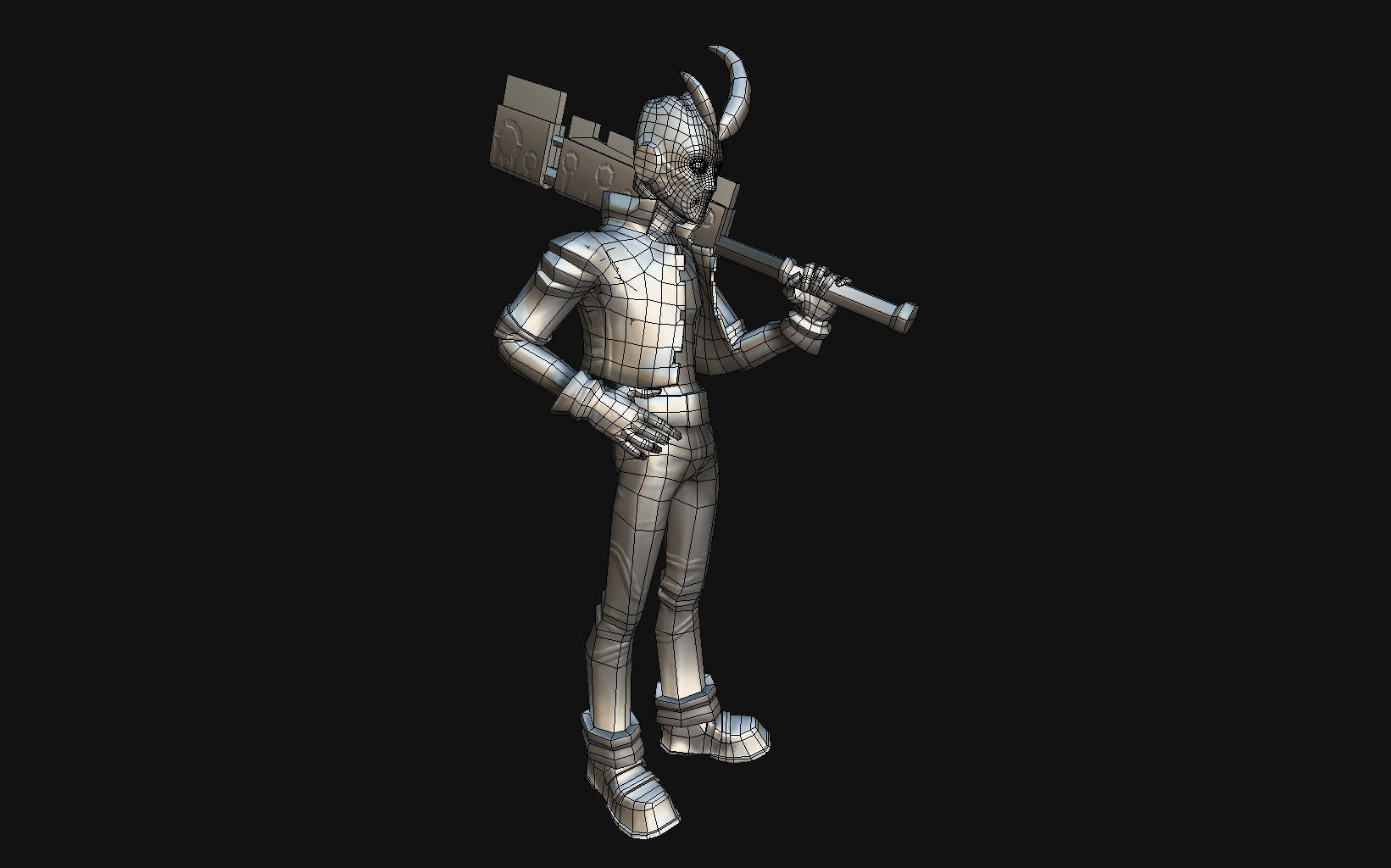 Cyber-Punk-Kid character from video game person Low-poly 3D model_2