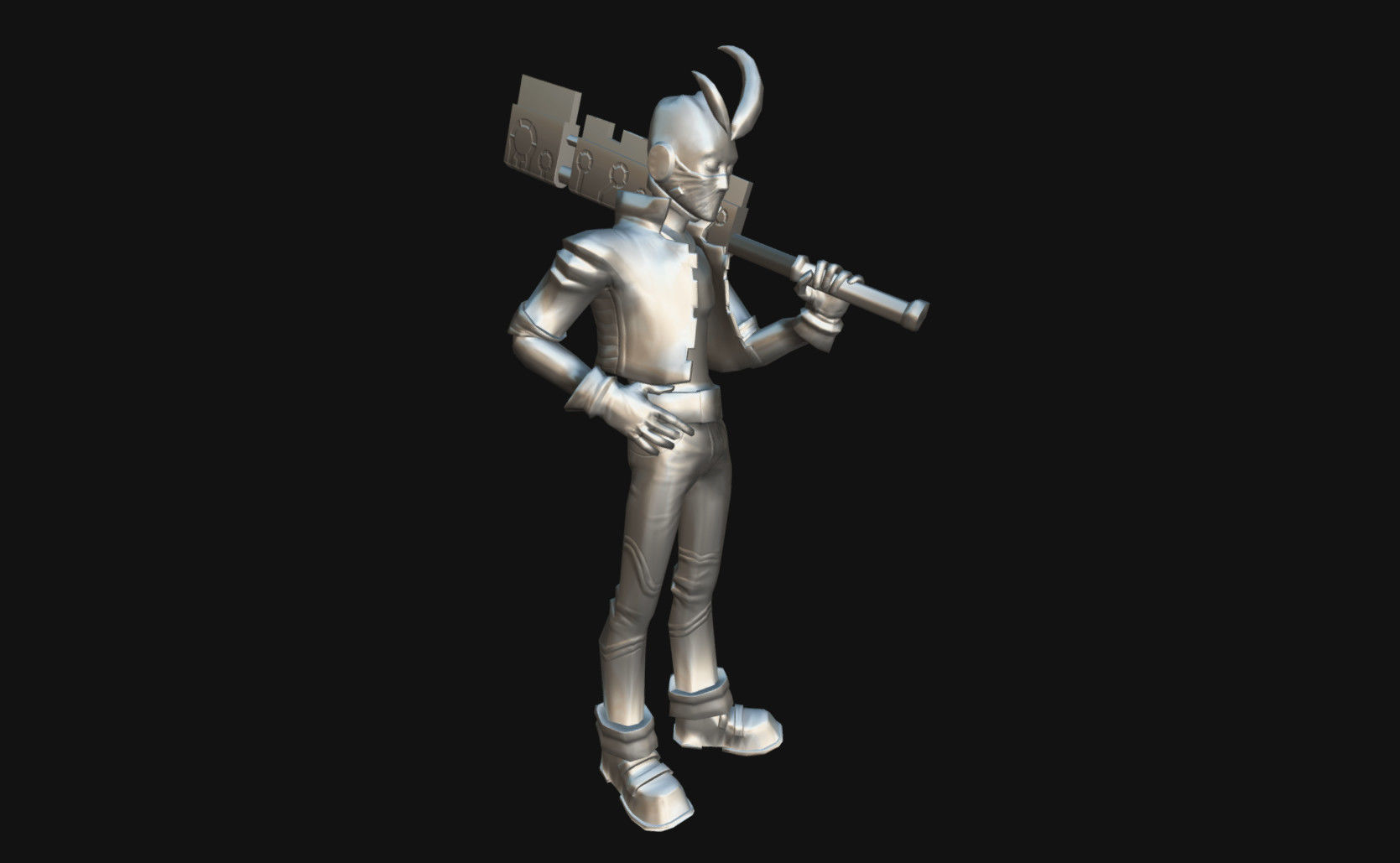 Cyber-Punk-Kid character from video game person Low-poly 3D model_3
