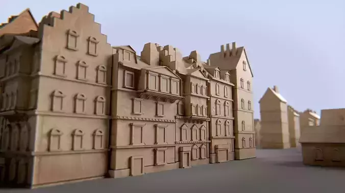 Paper Buildings and Building Model Kit Low-poly 3D model