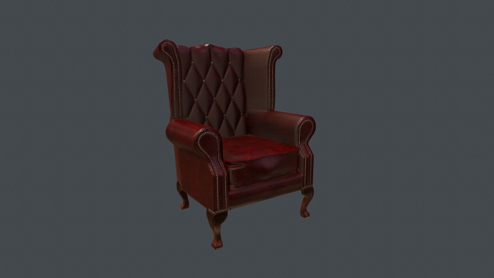 Chesterfield Chair - PBR Game Ready Low-poly 3D model_0