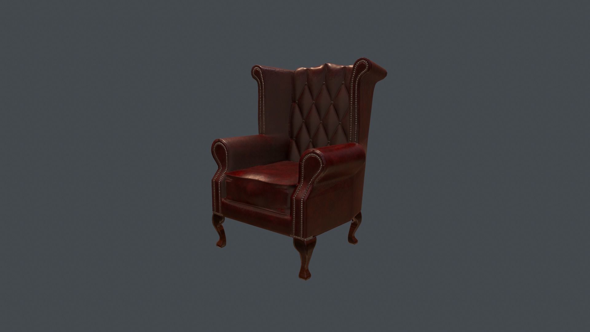 Chesterfield Chair - PBR Game Ready Low-poly 3D model_7