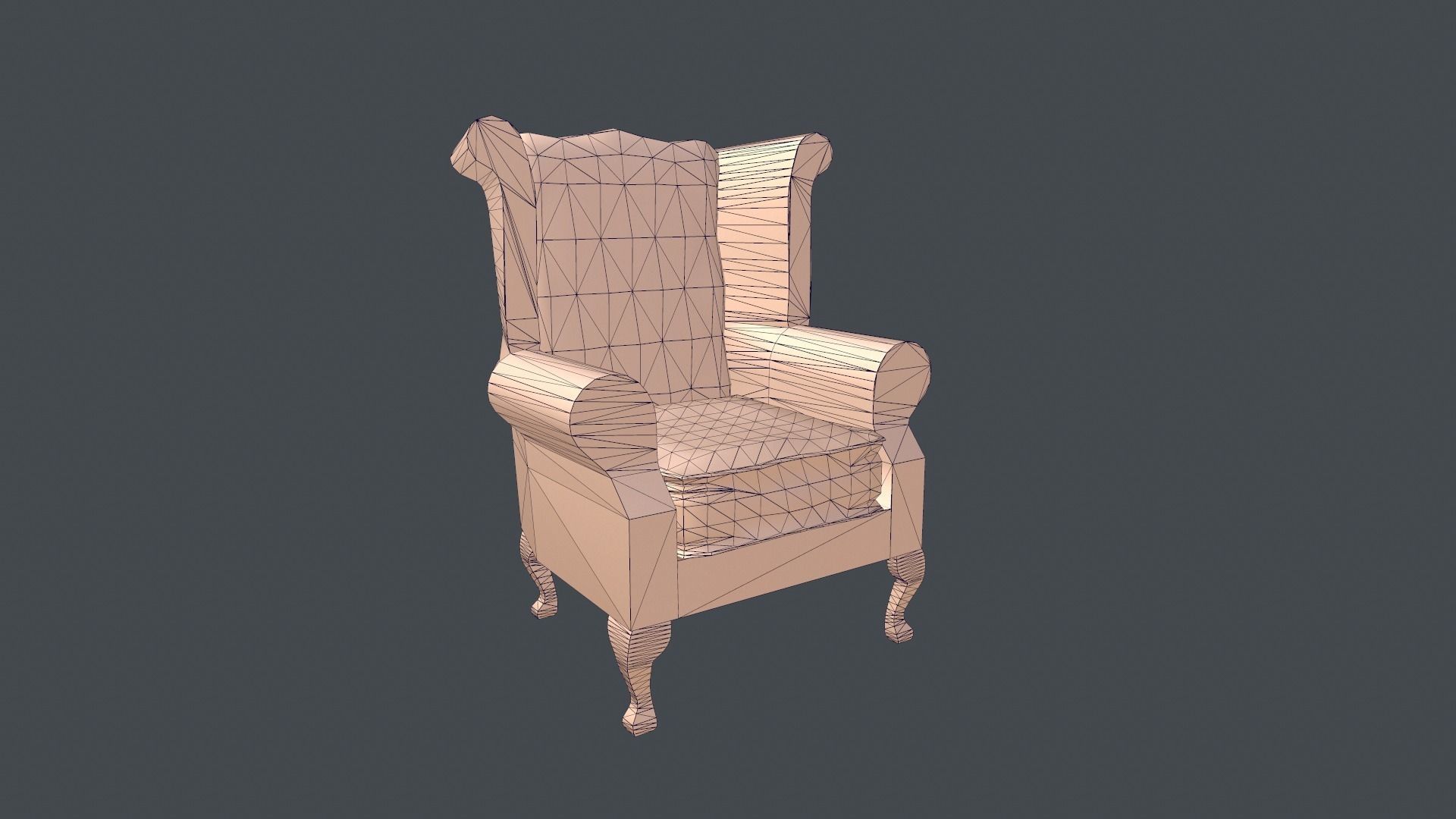 Chesterfield Chair - PBR Game Ready Low-poly 3D model_2