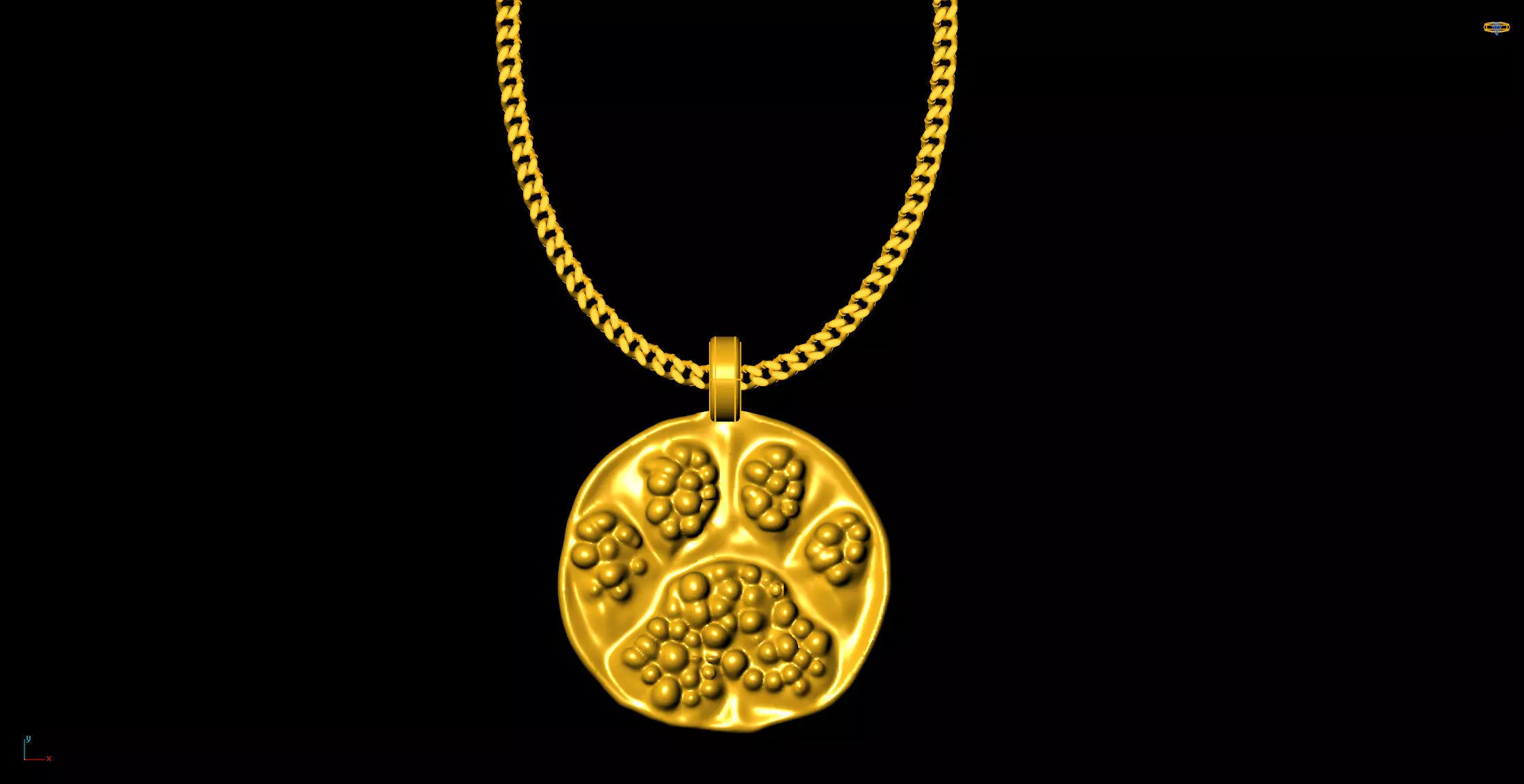 Dog footpath pendant charms - one inch pendant 3D print model