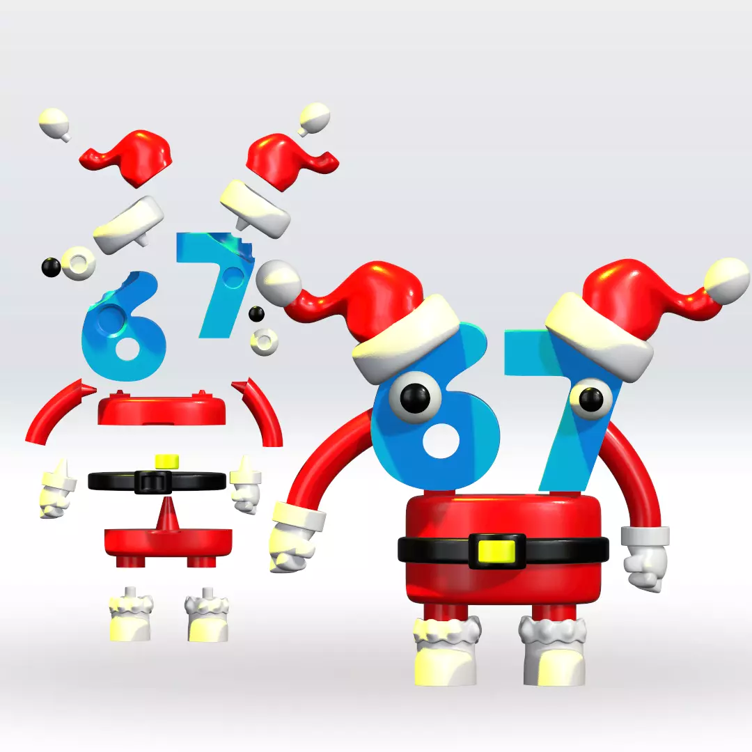 67 Christmas brainrot 3D Model STL Multipart Fanart 3D print model