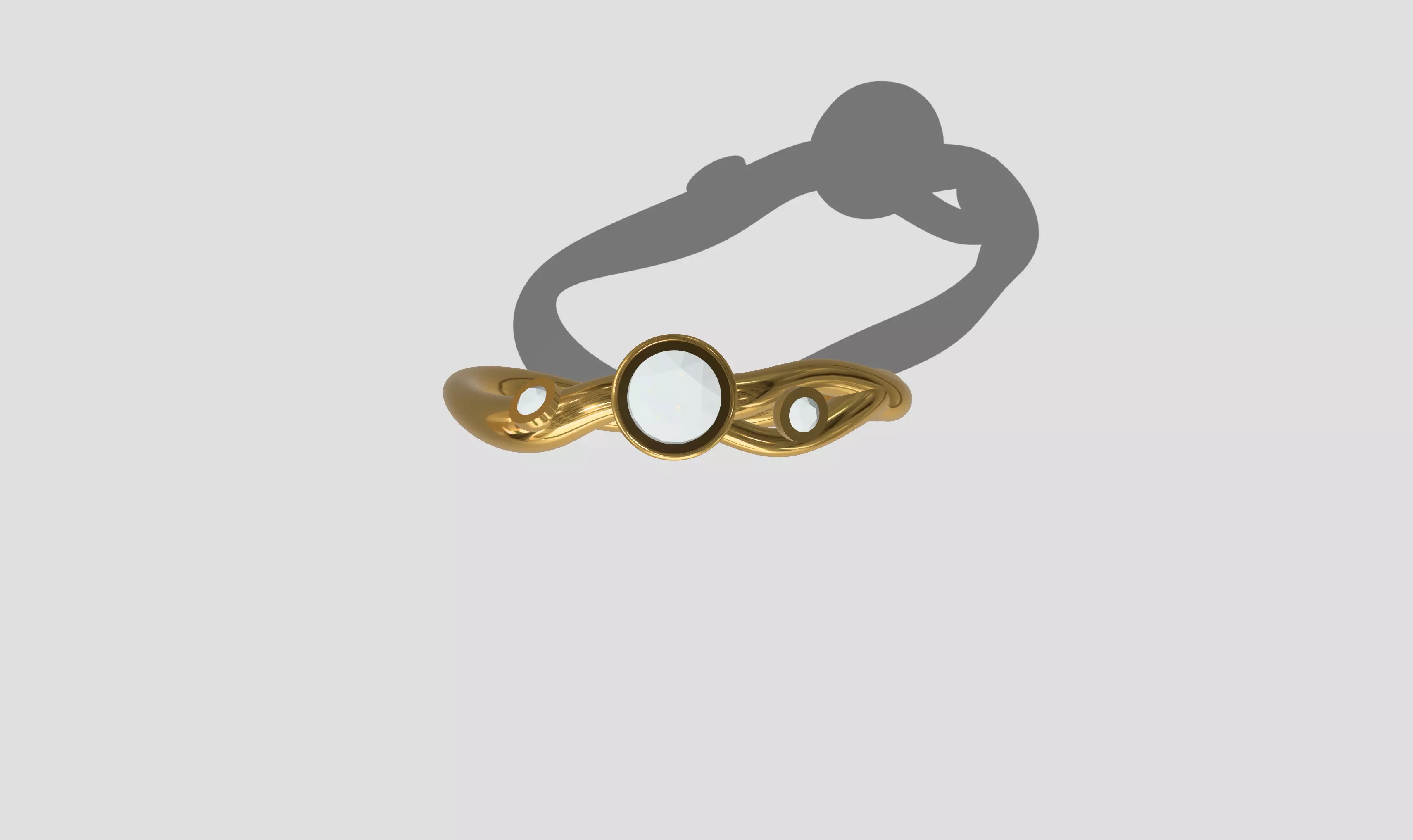 Organic Bezel Set Ring with Twisted Band 3D print model