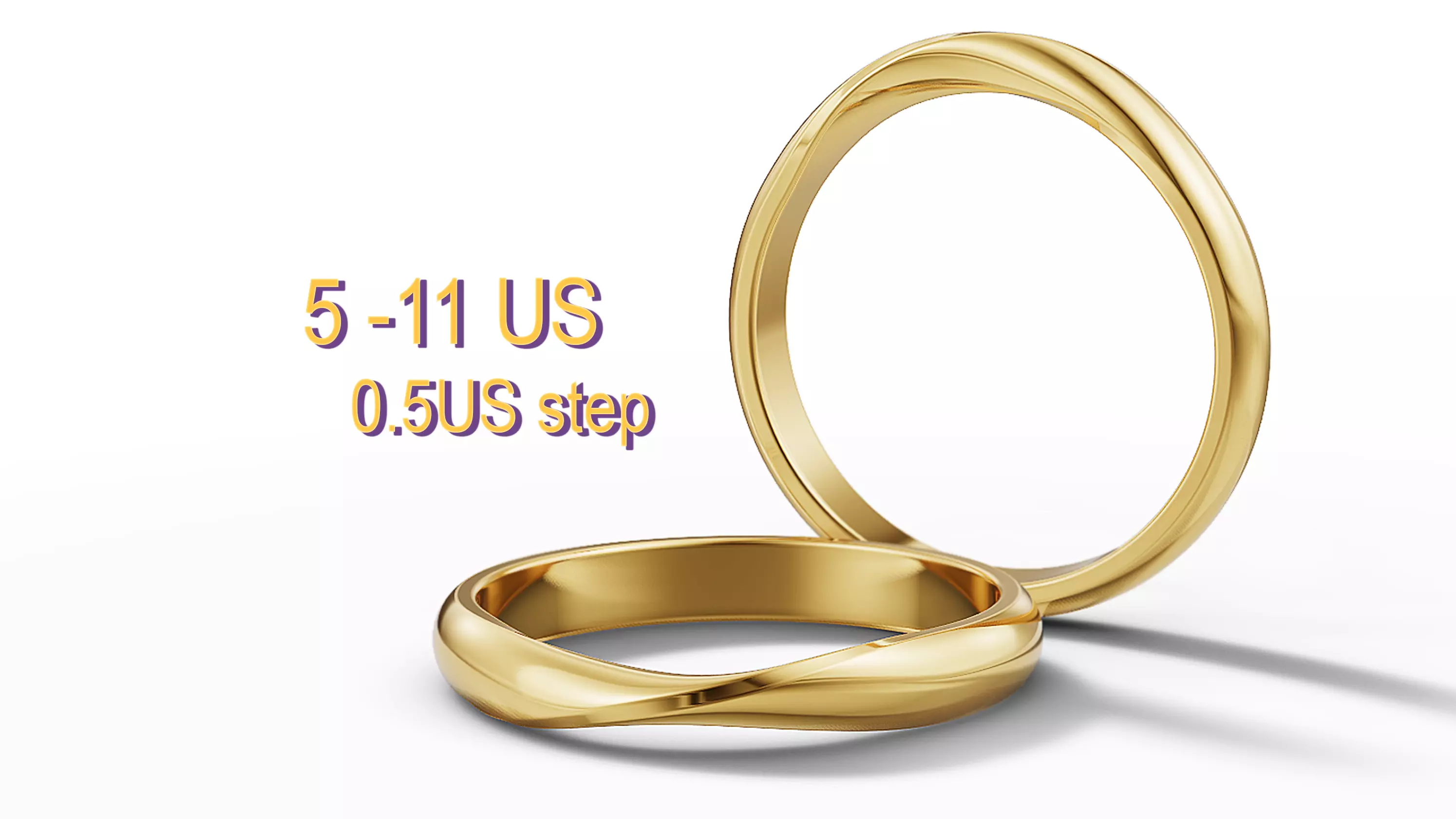 D-shaped Mobius Wedding band 3mm wide 5-11 US sizes 3D print model