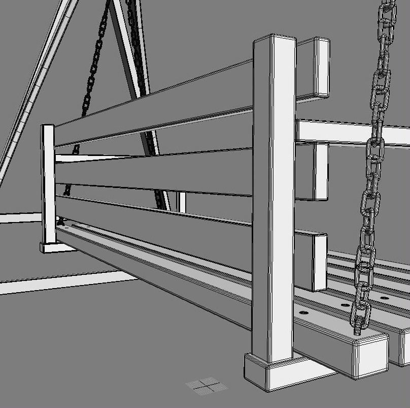 Multiple Seats Wooden Swing 1 3D model_3
