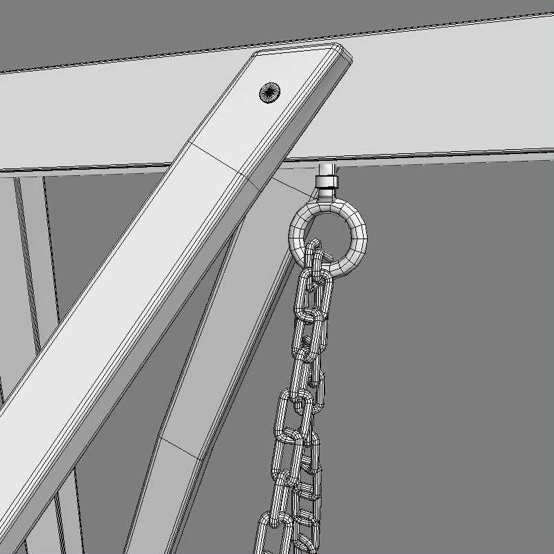 Multiple Seats Wooden Swing 1 3D model_1