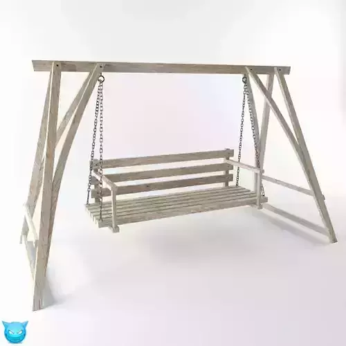Multiple Seats Wooden Swing 1 3D model