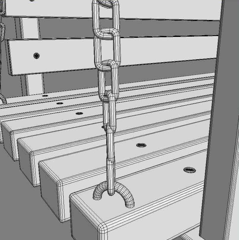 Multiple Seats Wooden Swing 1 3D model_2